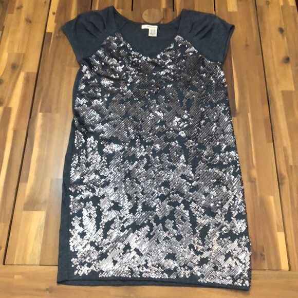 DKNY Sequin Mini Dress Grey Women’s Size Extra Small Short Sleeve Shirt - Picture 5 of 12